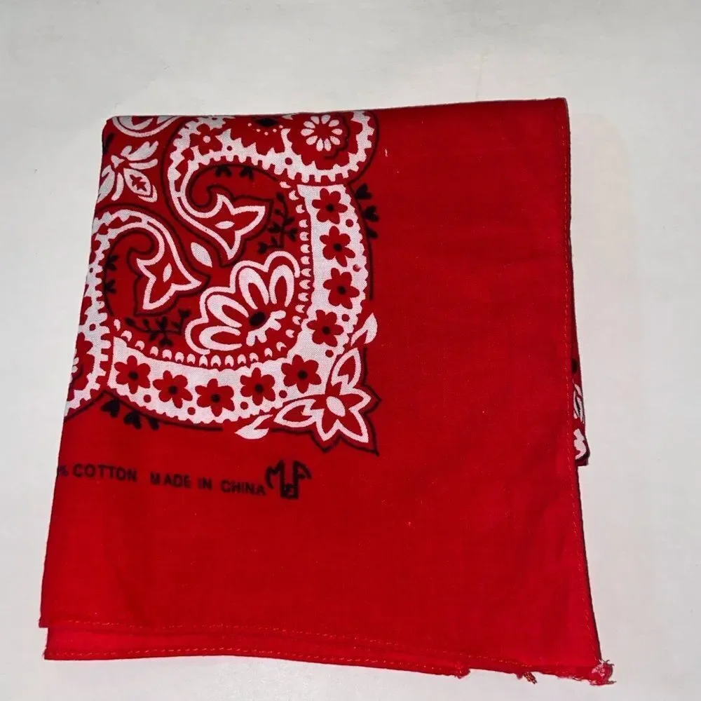 Classic Red Paisley Bandana Style Vintage Size Approximately 25X25